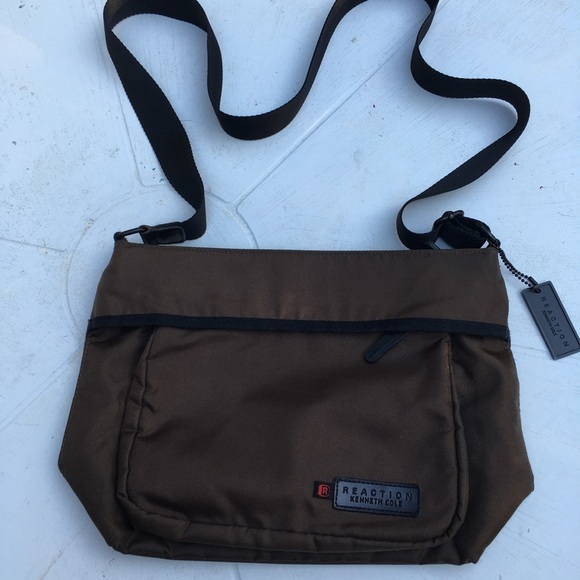 Kenneth Cole Reaction Handbags - KennethCole Reaction crossbody bag. Lightweight brown nylon w/blk webbed strap.